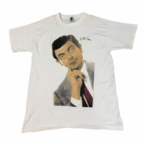 VTG Mr Bean Movie T Shirt Mens XL 90s Single Stitched Comedy White Shirt